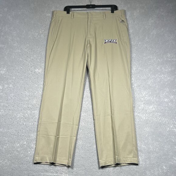 Adidas Florida Atlantic University Pants Golf SZ 36 Beige FAU Owls Pockets - Picture 1 of 13